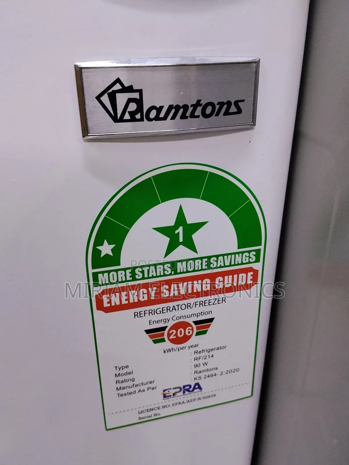 Ramtons 90 Litres Single Door Fridge Direct Cool Rf 214
