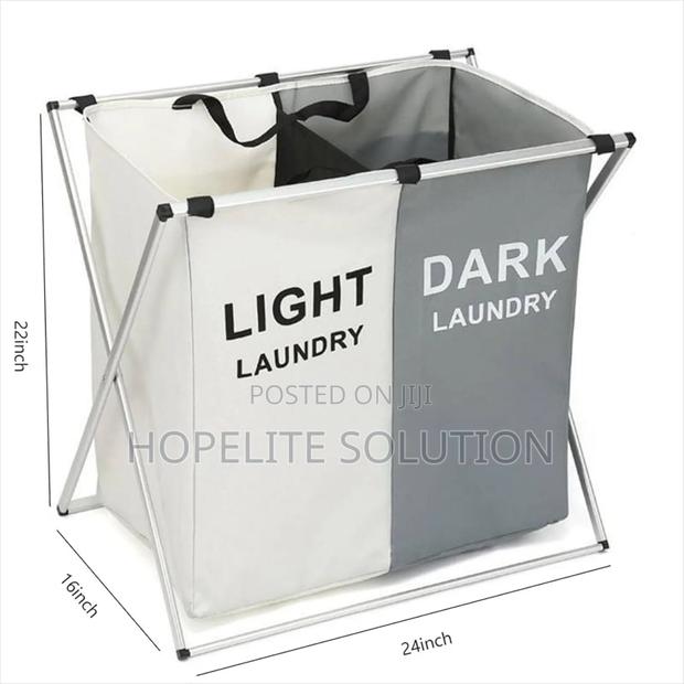 Foldable Frame 3 Compartment or 2 Compartment Laundry Basket Hamper - thumbnail 2