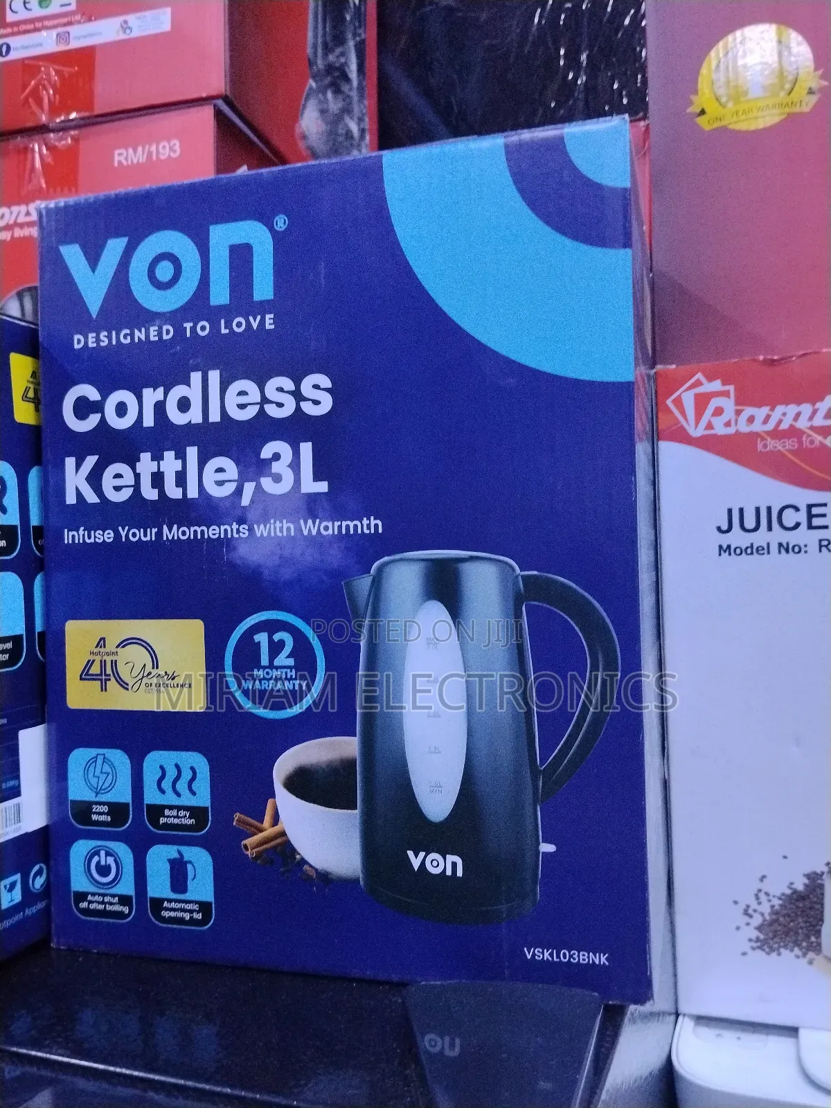 Von 3 Litres Cordless Electric Kettle