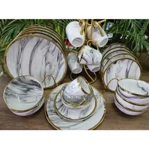 24 Pieces Gold Rimmed Trendy Dinner Sets