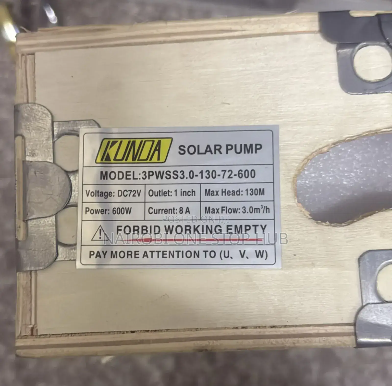 Kunda Solar Submersible Pump, Model 3pwss3.0-130-72-600