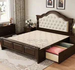 Home Bed; Elegant Solid Wood Bed Frame for Master Bedroom