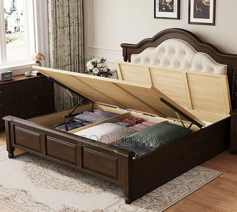 Home Bed; Elegant Solid Wood Bed Frame for Master Bedroom