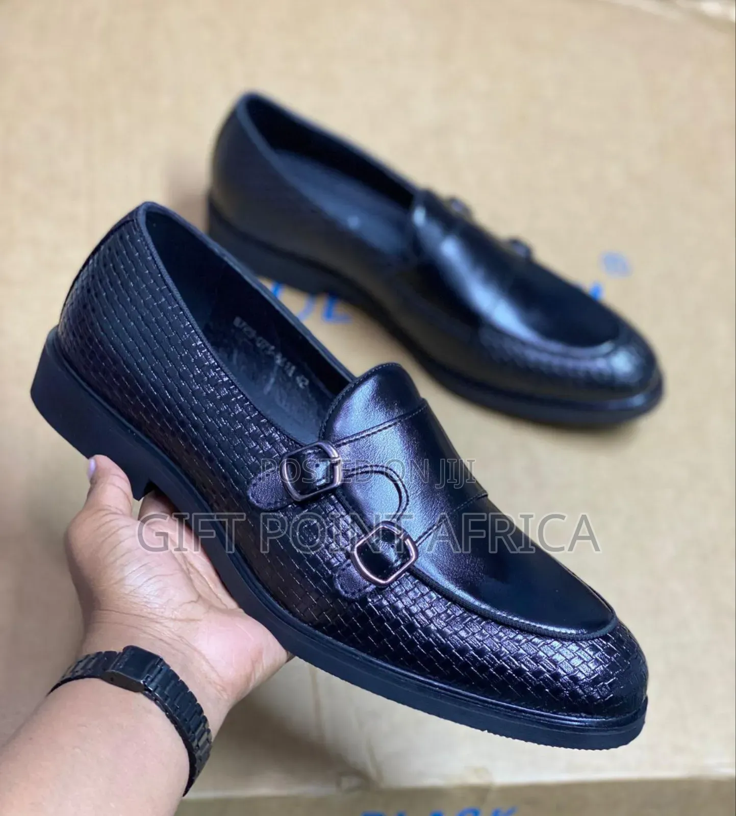 Leather Double Monk Official Shoes Available In Black Colour Way