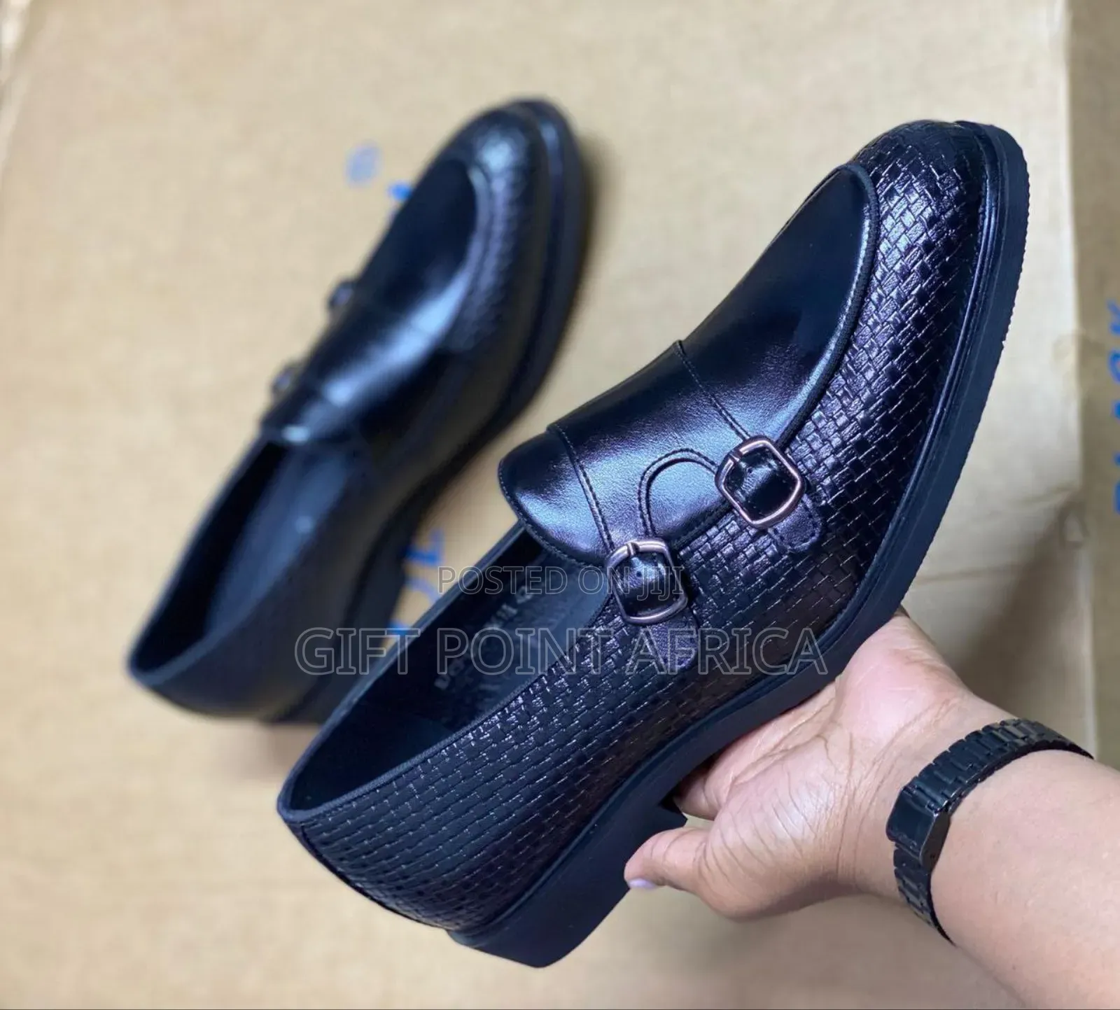 Leather Double Monk Official Shoes Available In Black Colour Way