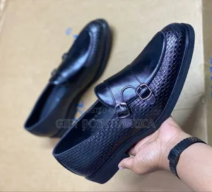 Leather Double Monk Official Shoes Available In Black Colour Way