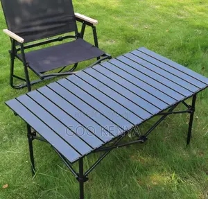 Home Table; Outdoor Steel Base Foldable Dining Table With Wooden Top