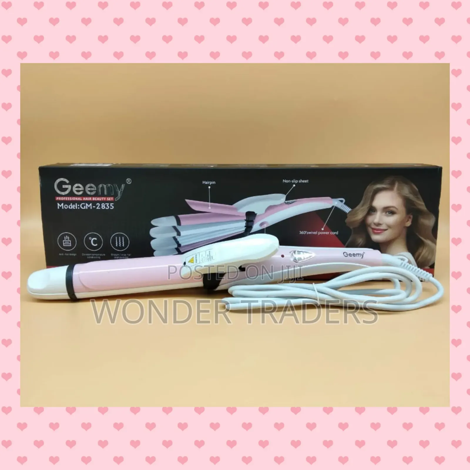 *Geemy 4 In1 Flatiron Proffesional Hair Beauty Set- Straigh,