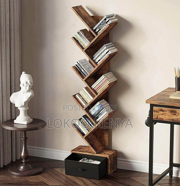 Bookshelf; 8 Tier Standing Wooden Display Office Bookshelf