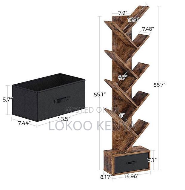 Bookshelf; 8 Tier Standing Wooden Display Office Bookshelf - thumbnail 3