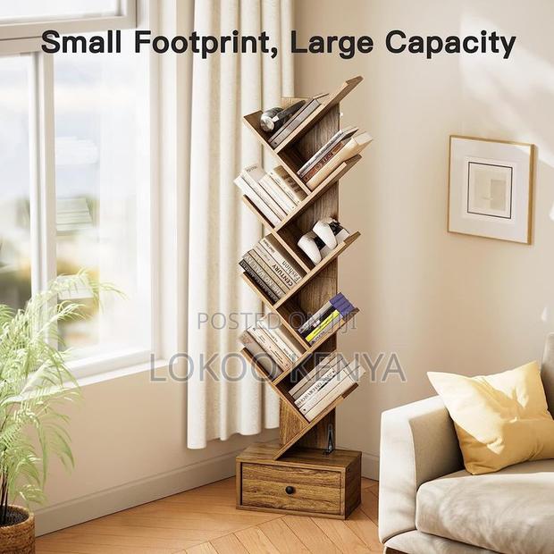 Bookshelf; 8 Tier Standing Wooden Display Office Bookshelf - thumbnail 4