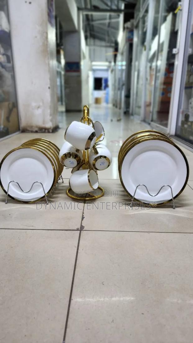 White With Gold Rimmed 18pcs Dinner Set Combo - main view