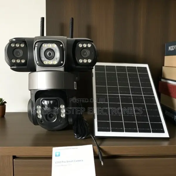 V380 Pro 12mp 4g Triple Lens Solar PTZ Camera With Clear Night Vision
