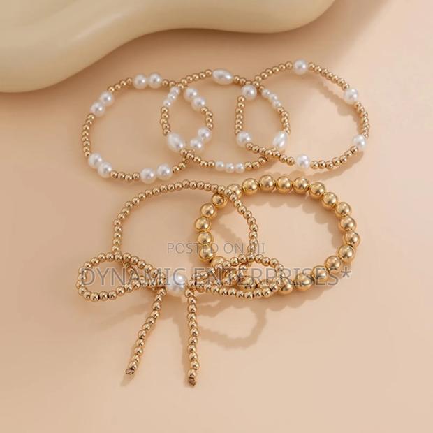 5 PCS Pearl Bow Bangles - thumbnail 3