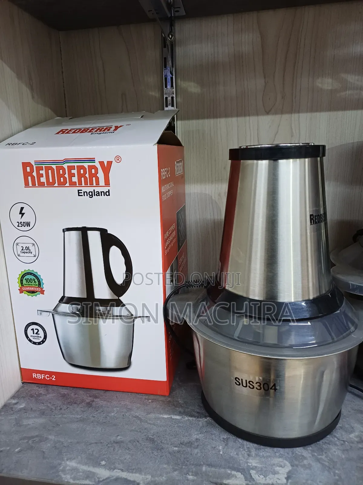 2l Redberry Stainless Steel Chopper