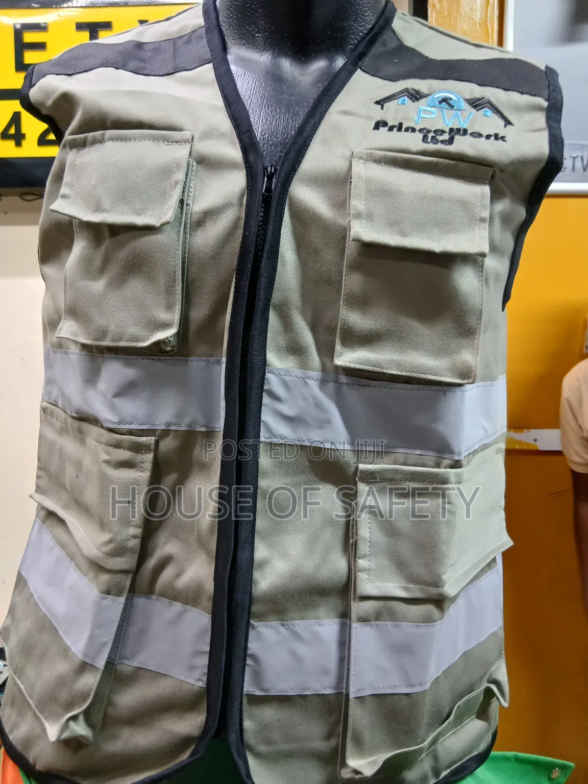 Black Piping Safety Jacket