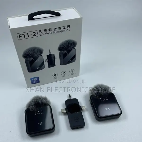 Dual Noise Cancelling Wireless F11-2 Microphone With 3 in 1