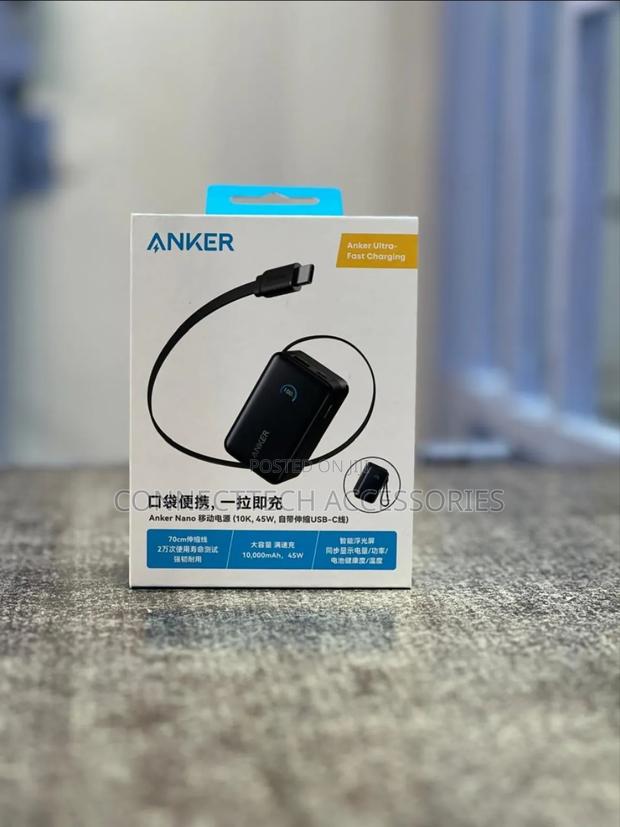 Anker Nano Power Bank (10k, 45w, Comes With A Retractable Usb-c Cable)