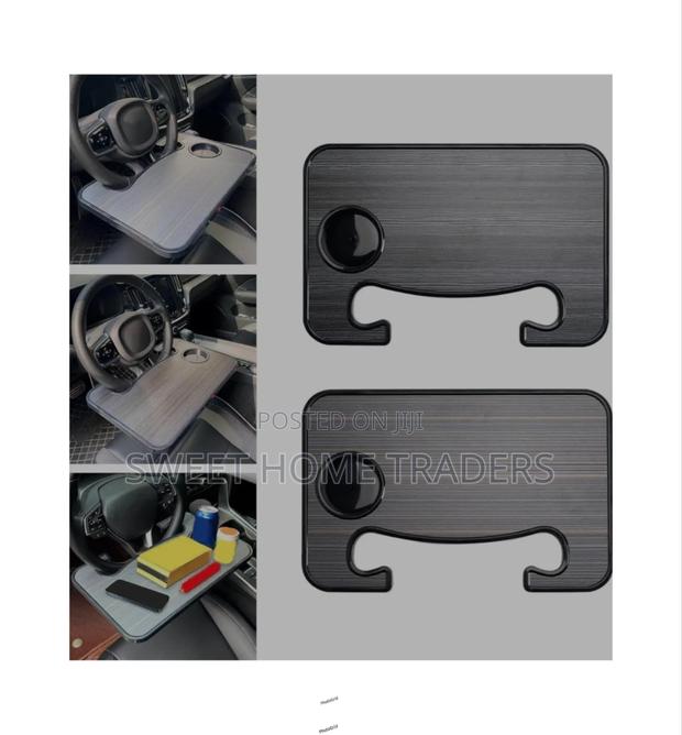 *Wooden Slotted Steering Wheel Table Tray for Food, Phone and Laptop