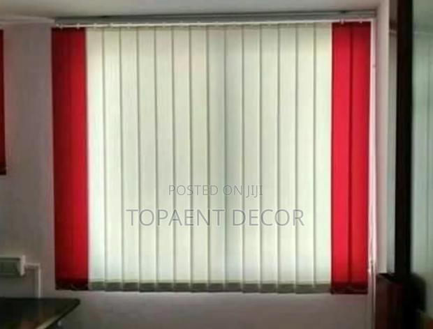 Efficiency In Every Slat White And Red Vertical Office Blinds - main view