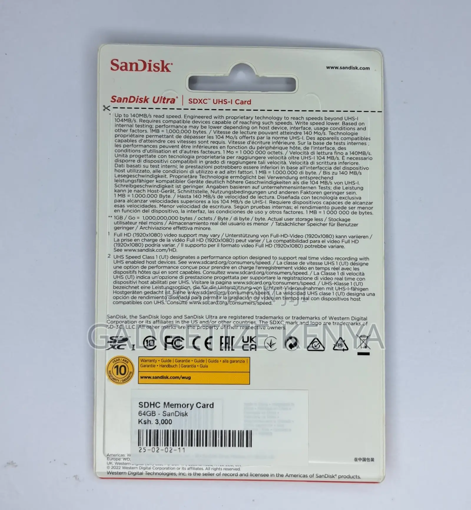64gb Sandisk Sd Memory Card