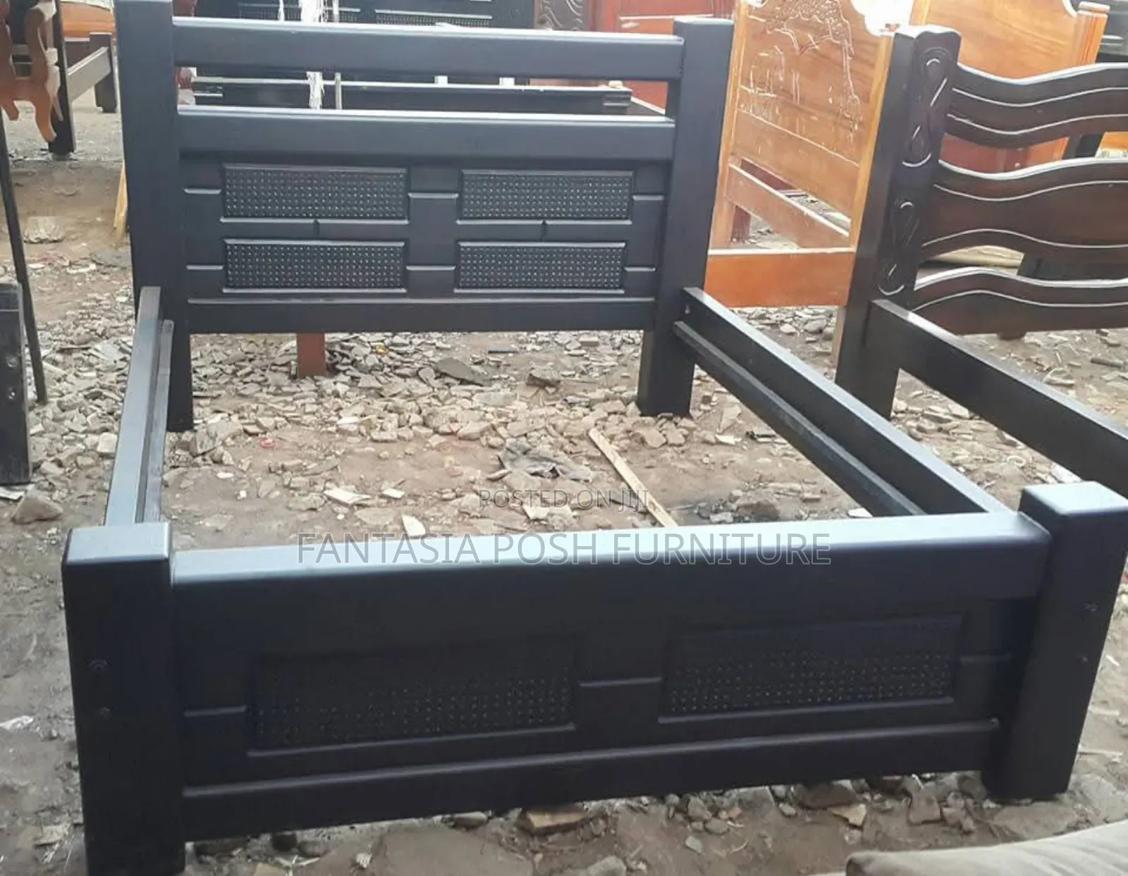 5x6 Ultra-Modern Black Panel Bed