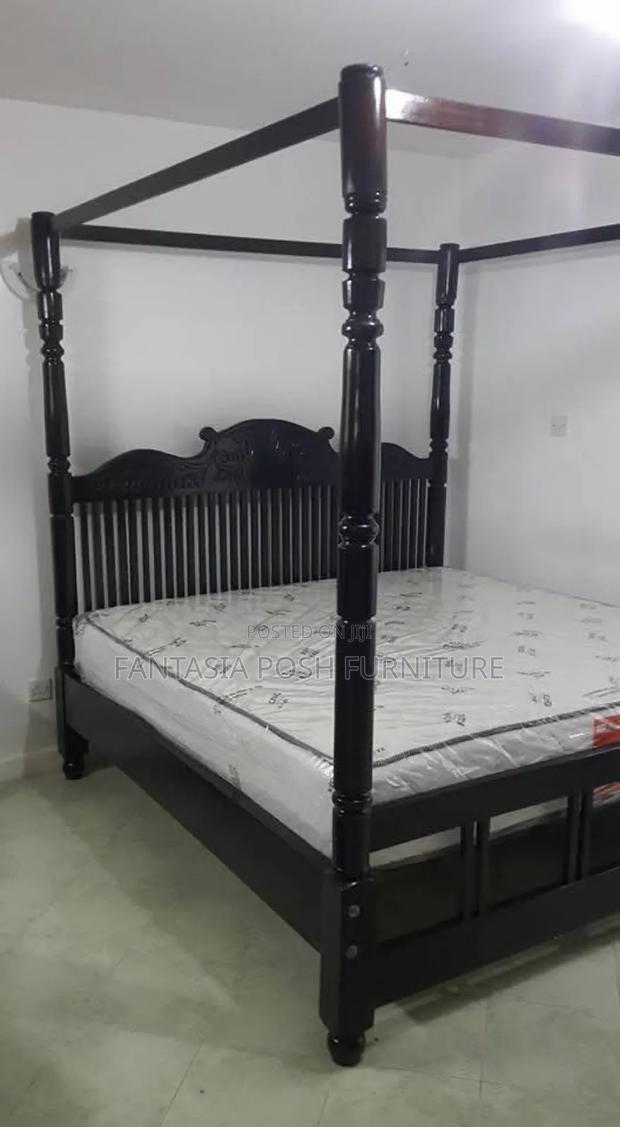 5x6 Black Four-Poster Bed - Free Delivery