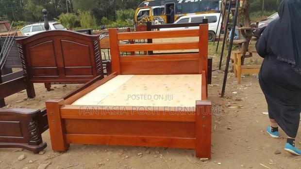 5x6 Simple Pure Mahogany Wooden Bed - main view