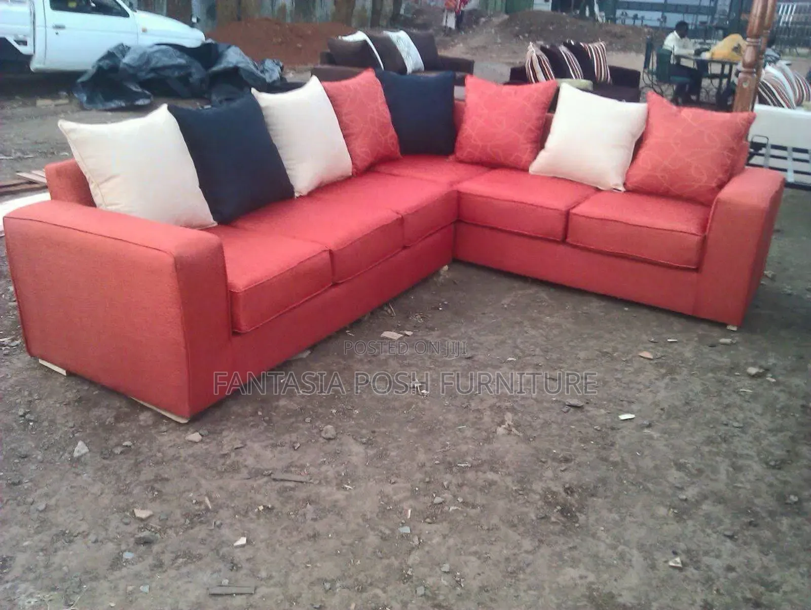 Orange L-Shape Sofa