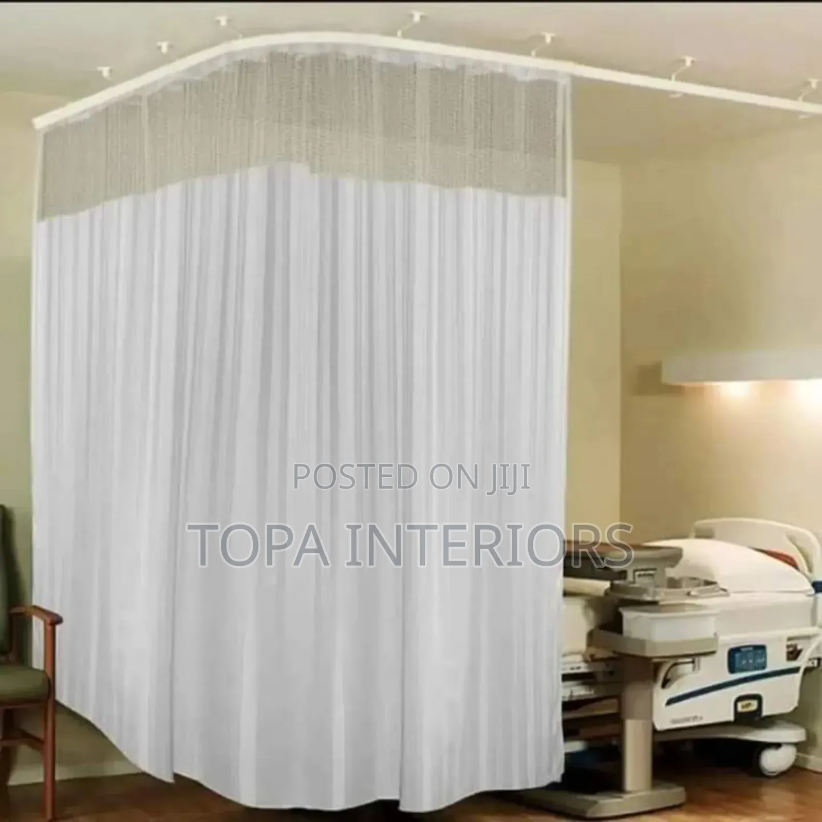 White Hospital Bed Partitioning Cubicle Curtains