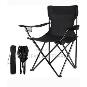 Black Portable Easy to Carry Camping Seat With Cupholder - thumbnail 2