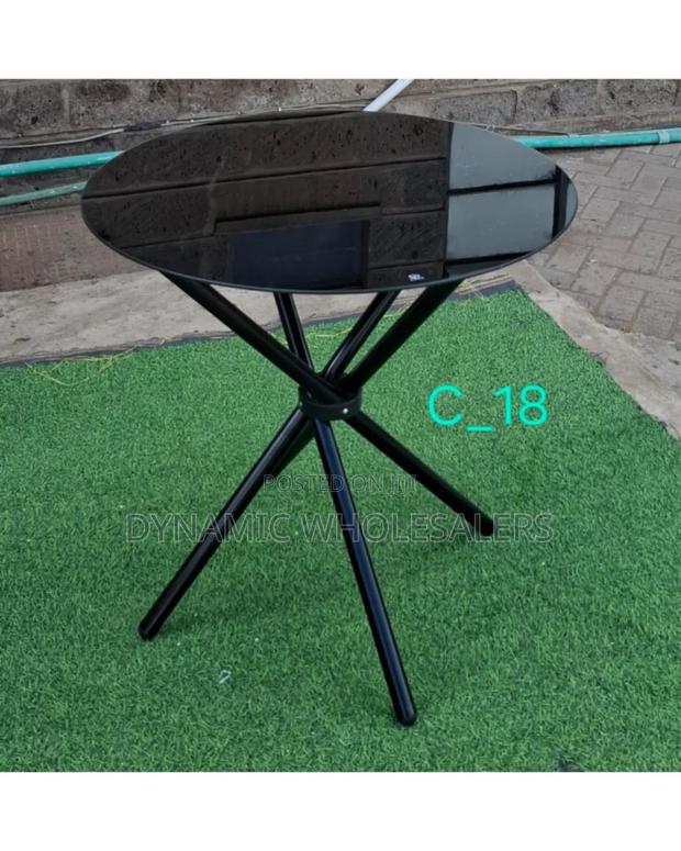 Black Round Glass Top Table