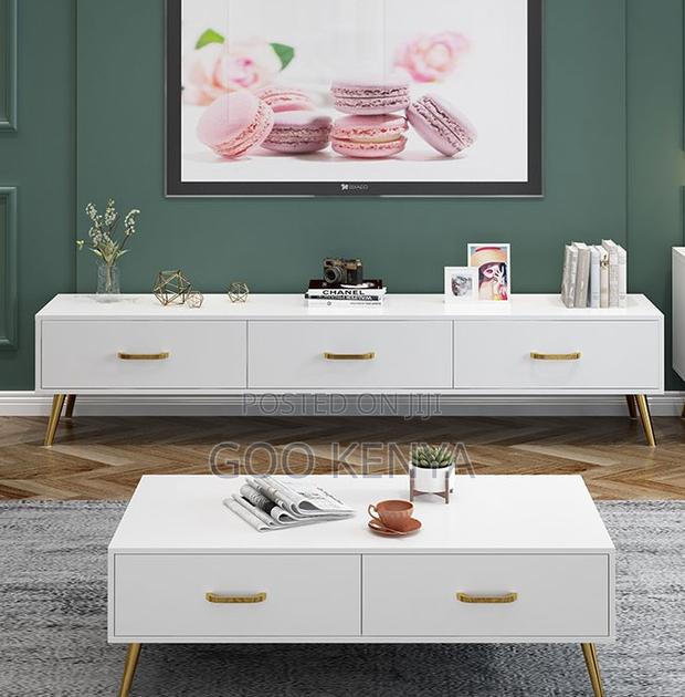 Home Tv Table Set; Wooden Nordic Coffee Table Media Stand Set