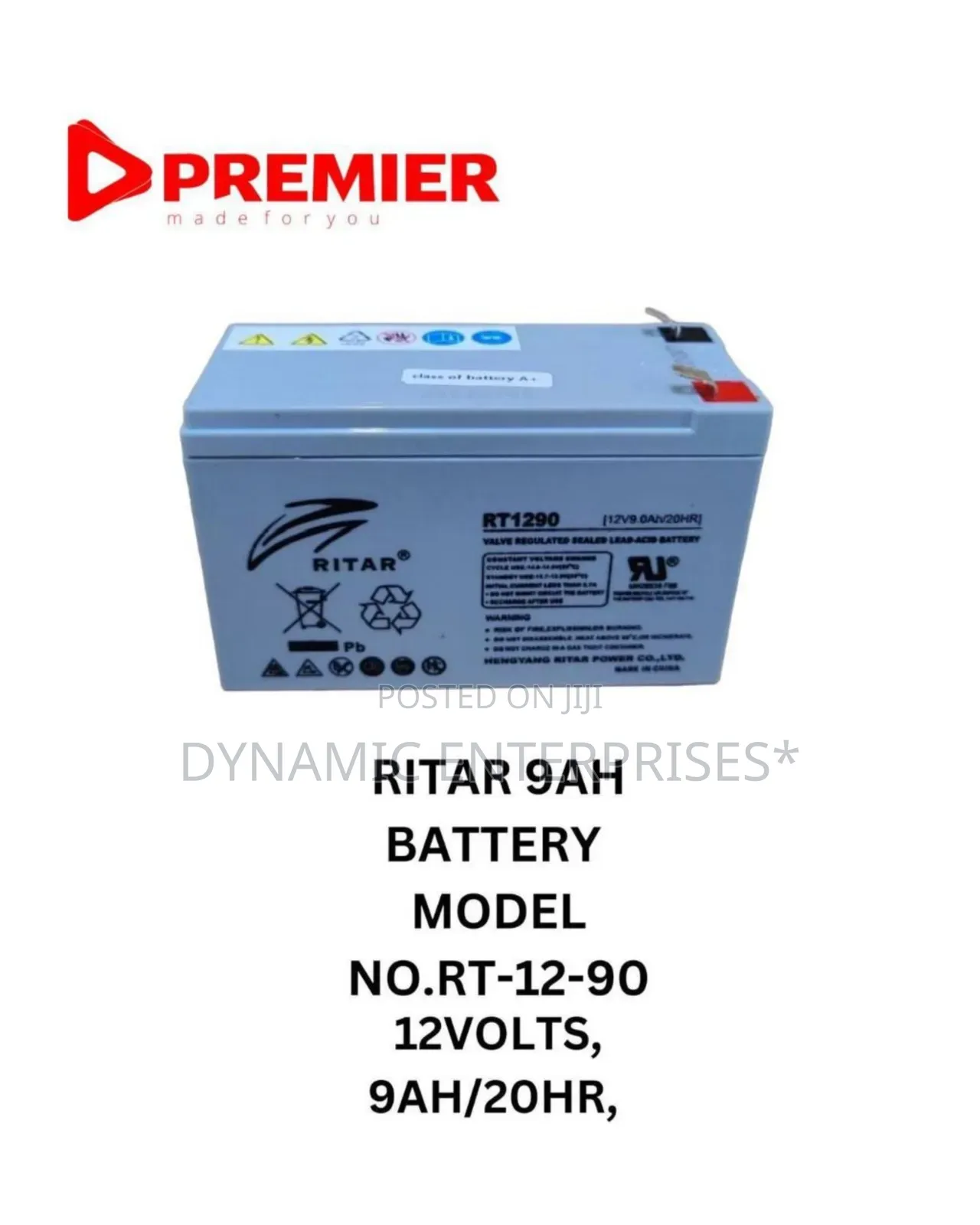 Ritar Rt1290 Valve-Regulated Sealed Lead-Acid Battery.