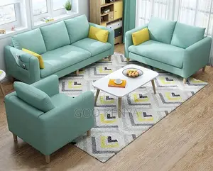 Home Sofa; Modern Wooden-Leg Modular Fabric Sofa Set for Five People