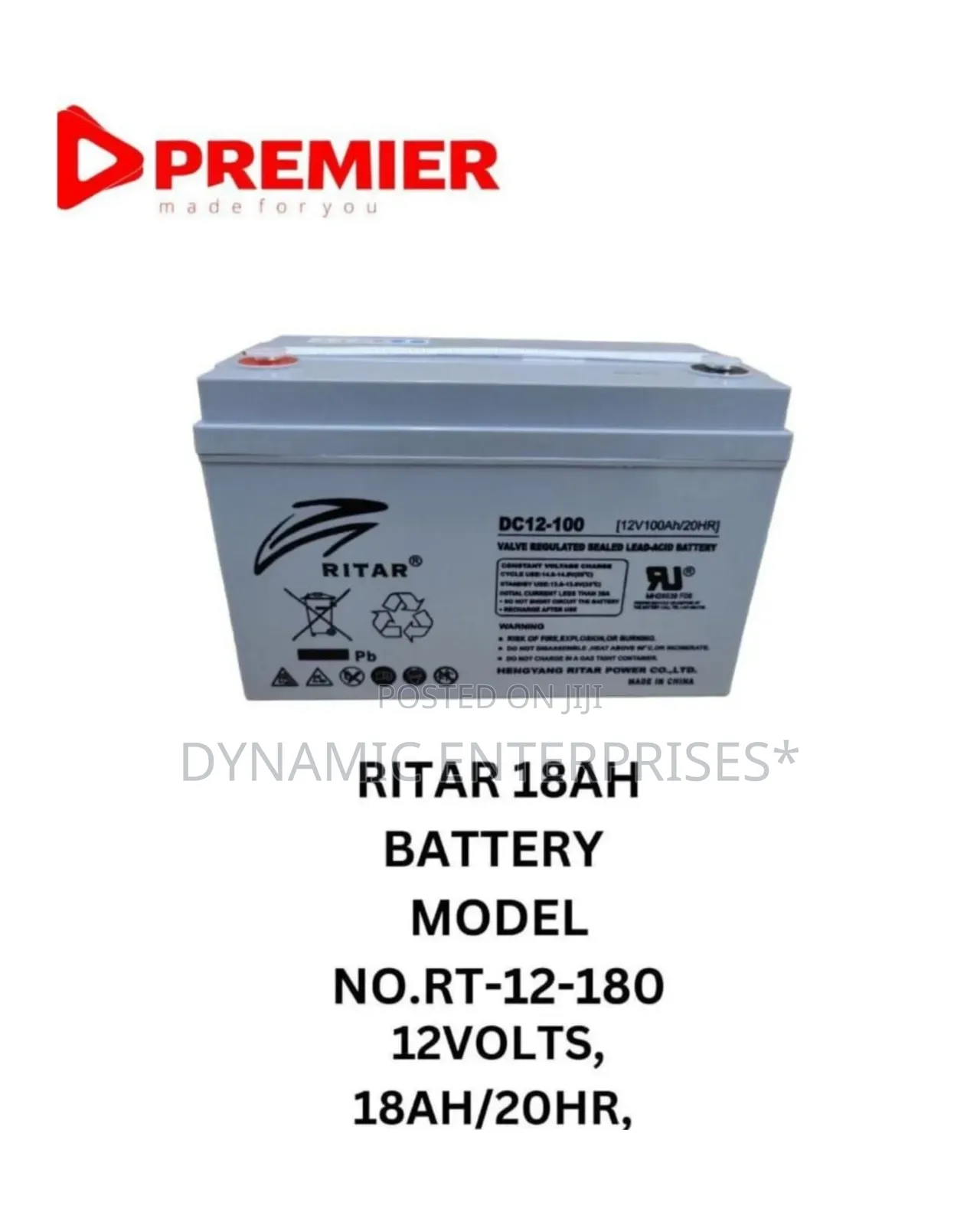 Ritar Dc12-100 Valve-Regulated Sealed Lead-Acid Battery