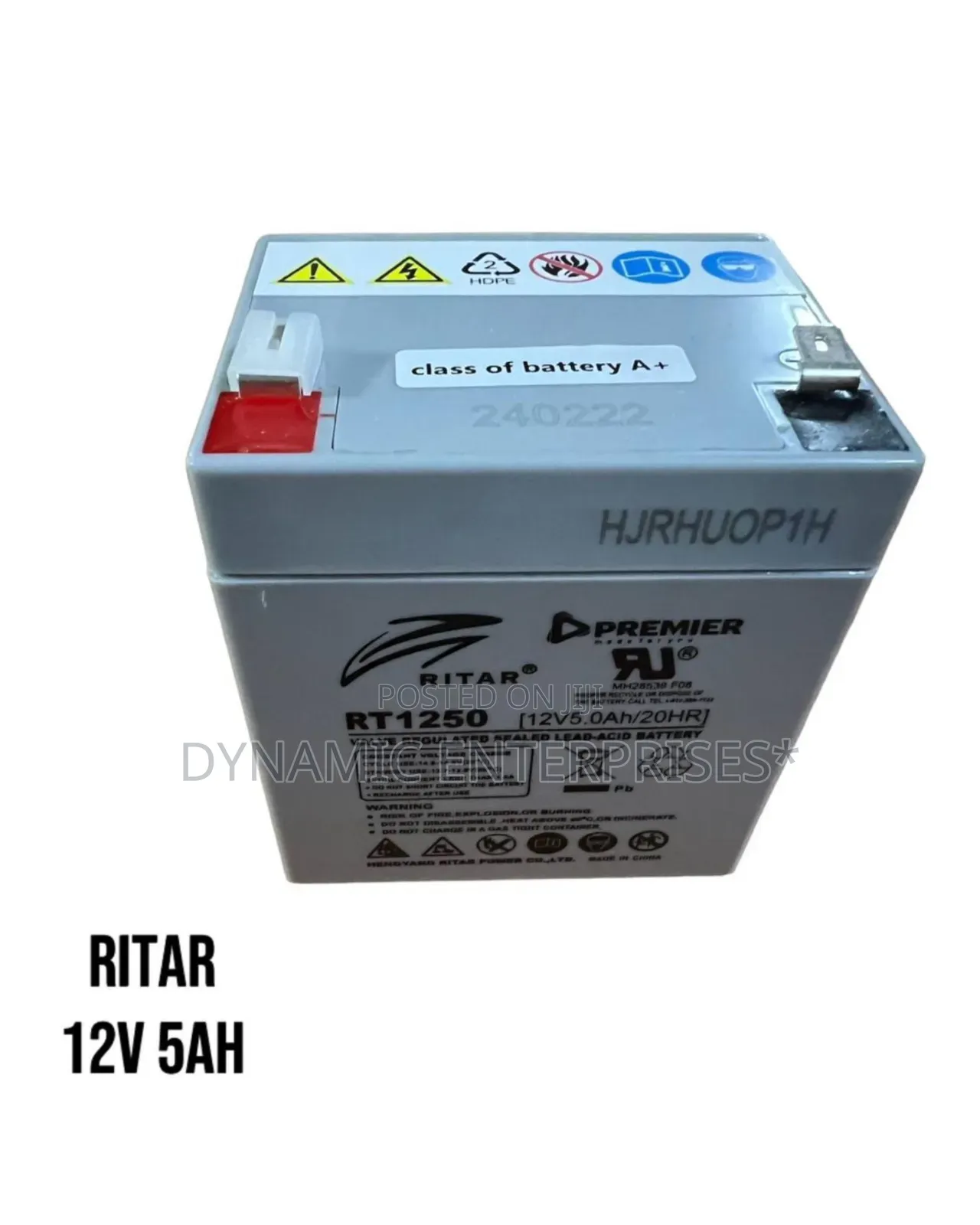 Ritar Rt1250 12v 5ah Sealed Lead Acid Battery.