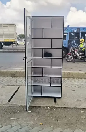 Slim Space-Saving Bookshelf
 With Glass Door