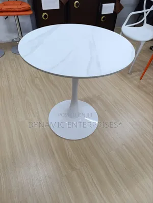 Round White Marble (Or Marble-Look) Top Pedestal Dining Table