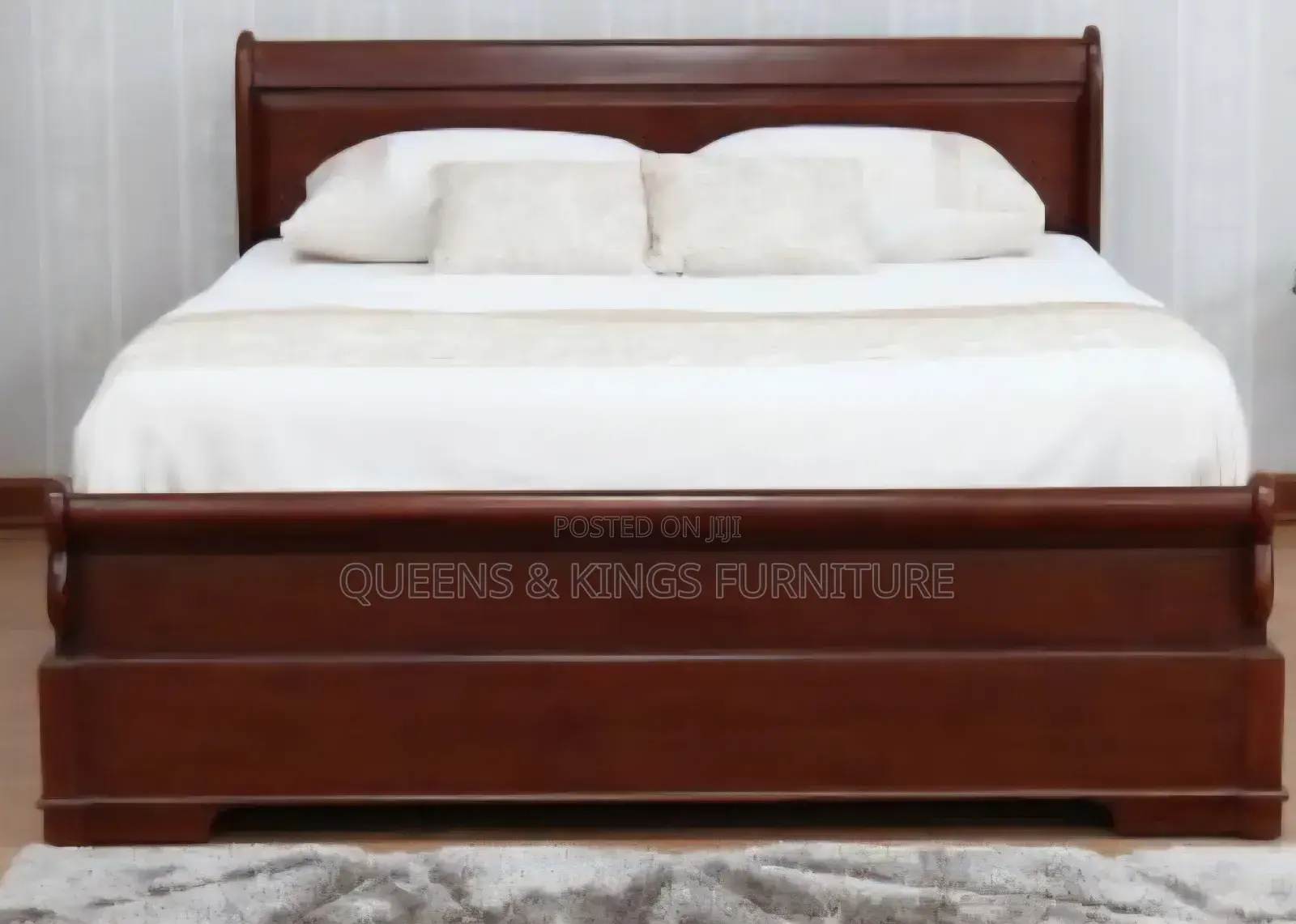 6x6 Mahogany Hardwood Beds With Headboard Sturdy,Elegant Comfortable