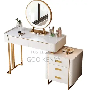 Home Dressing Table; Integrated Storage Vanity Table With Light Mirror