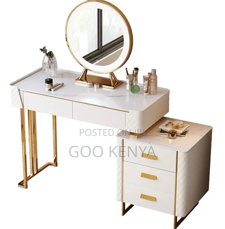 Home Dressing Table; Integrated Storage Vanity Table With Light Mirror