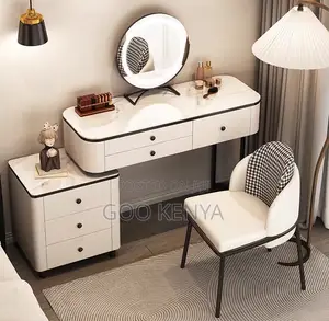 Home Dressing Table; Integrated Storage Vanity Table With Light Mirror
