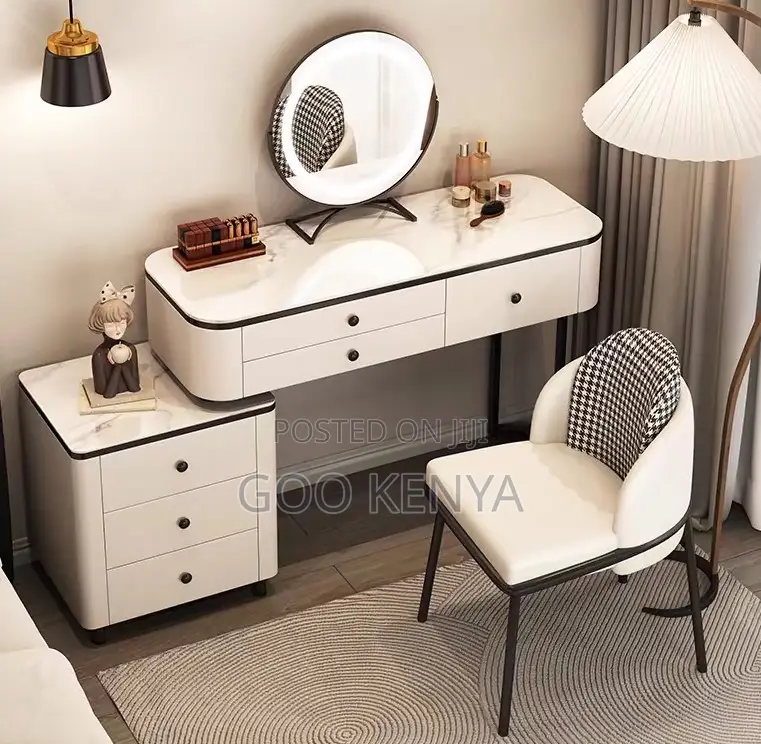 Home Dressing Table; Integrated Storage Vanity Table With Light Mirror