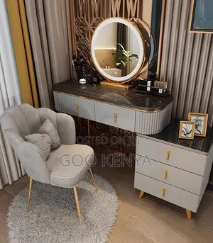 Home Dressing Table; Integrated Storage Vanity Table With Light Mirror