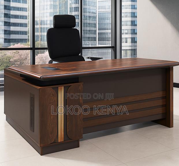 Office Desk; L Shaped Executive 1.8 M Brown Imported Office Desk