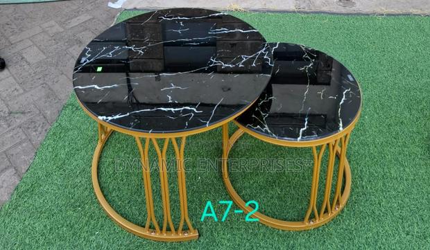 Black Marble-Effect Nesting Coffee Table Set - main view