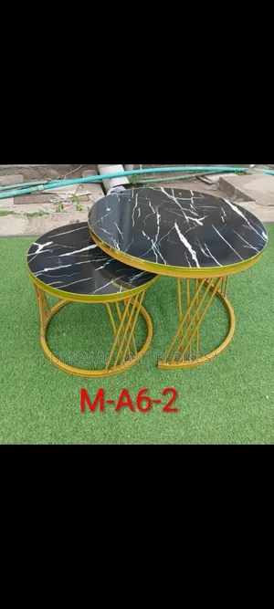 Black Marble-Effect Nesting Coffee Table Set