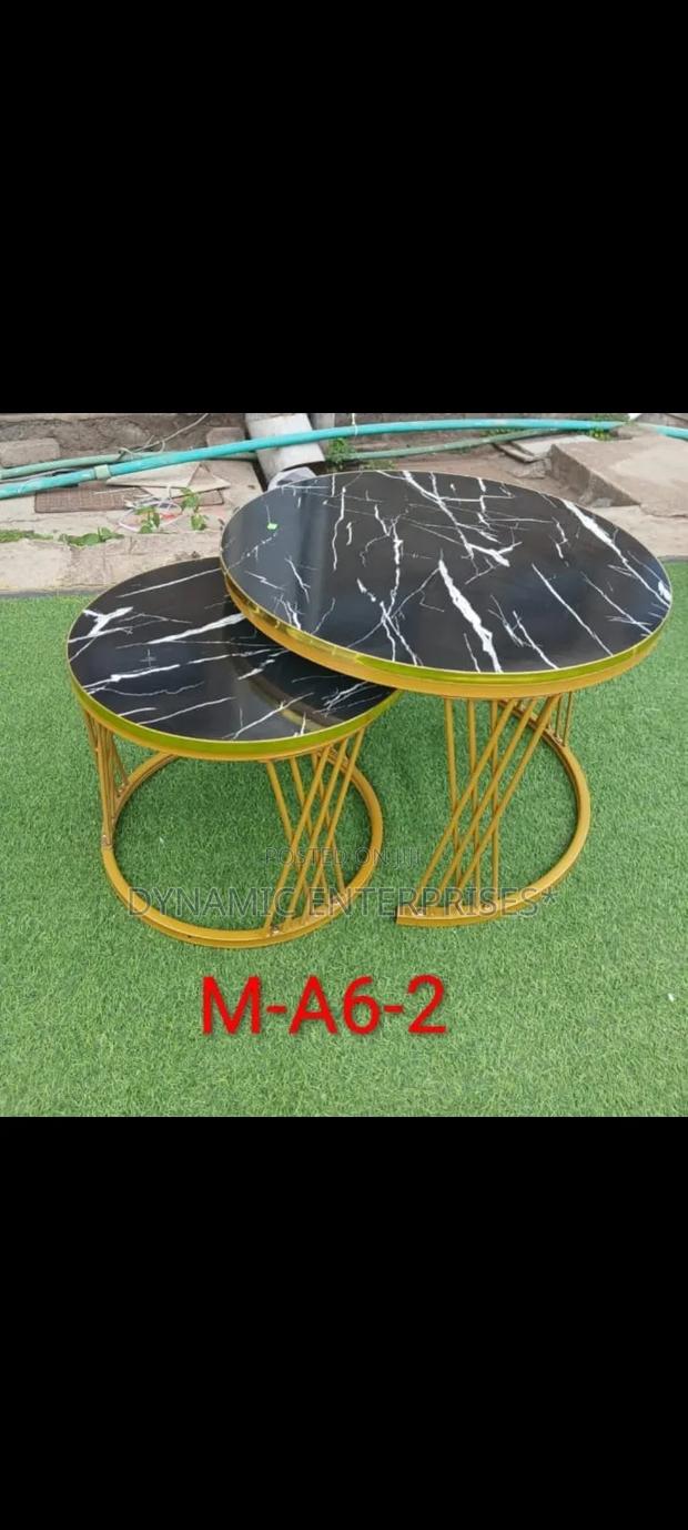 Black Marble-Effect Nesting Coffee Table Set - thumbnail 2