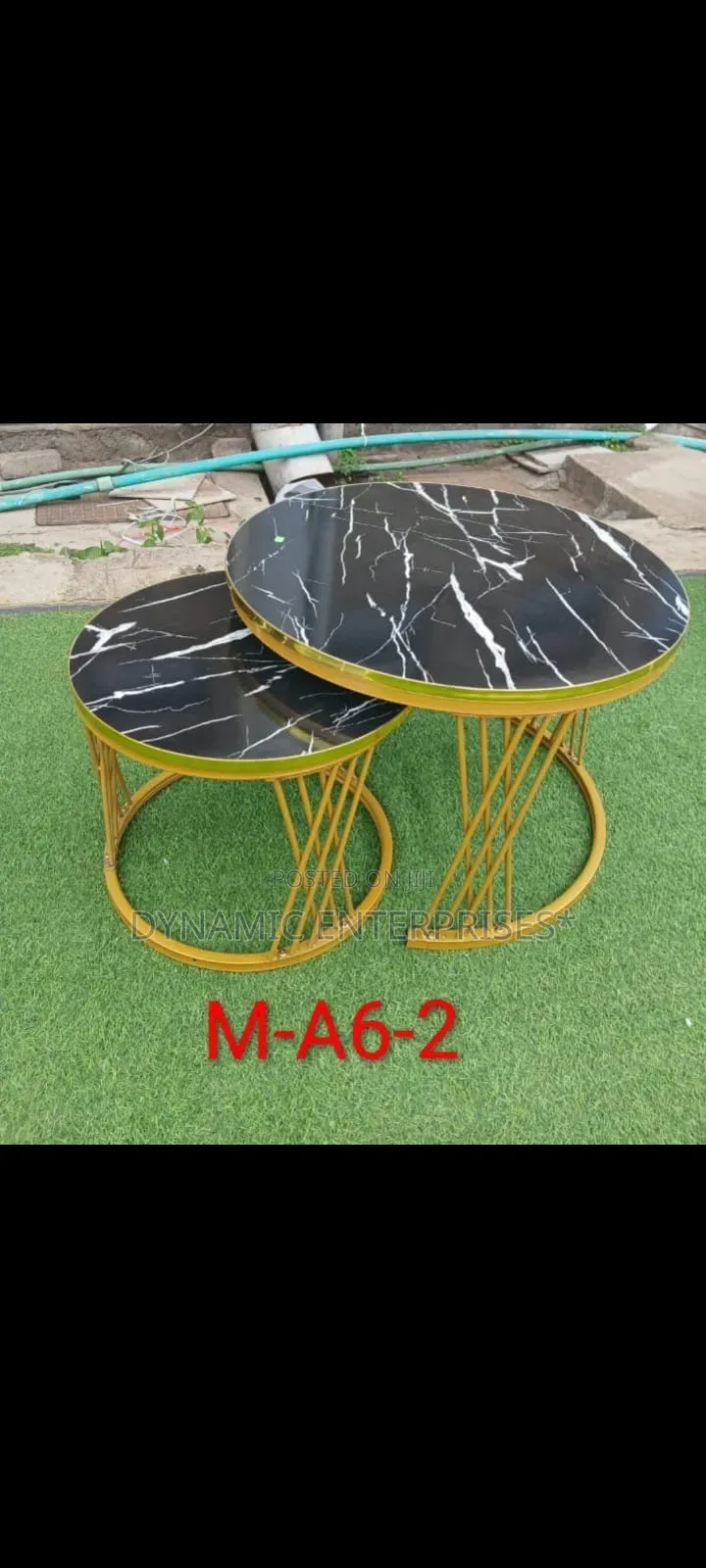 Black Marble-Effect Nesting Coffee Table Set